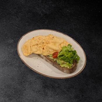 BRUSCHETTA WITH AVOCADO SCRAMBLE